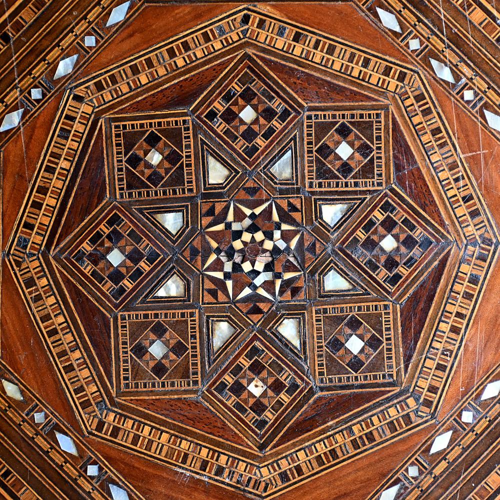 Large Geometric Shaped Early 20th Century Damascus Side Table In Fair Condition In London, GB