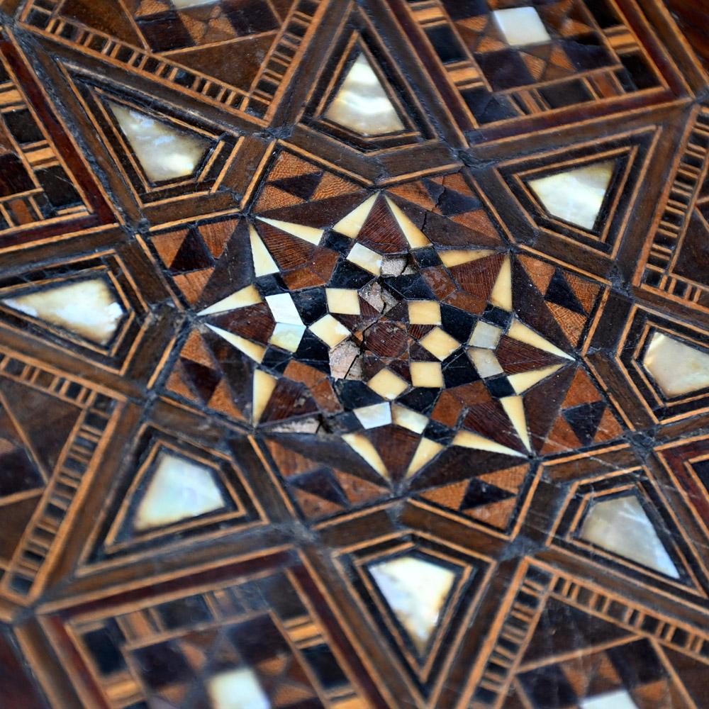 Large Geometric Shaped Early 20th Century Damascus Side Table 1