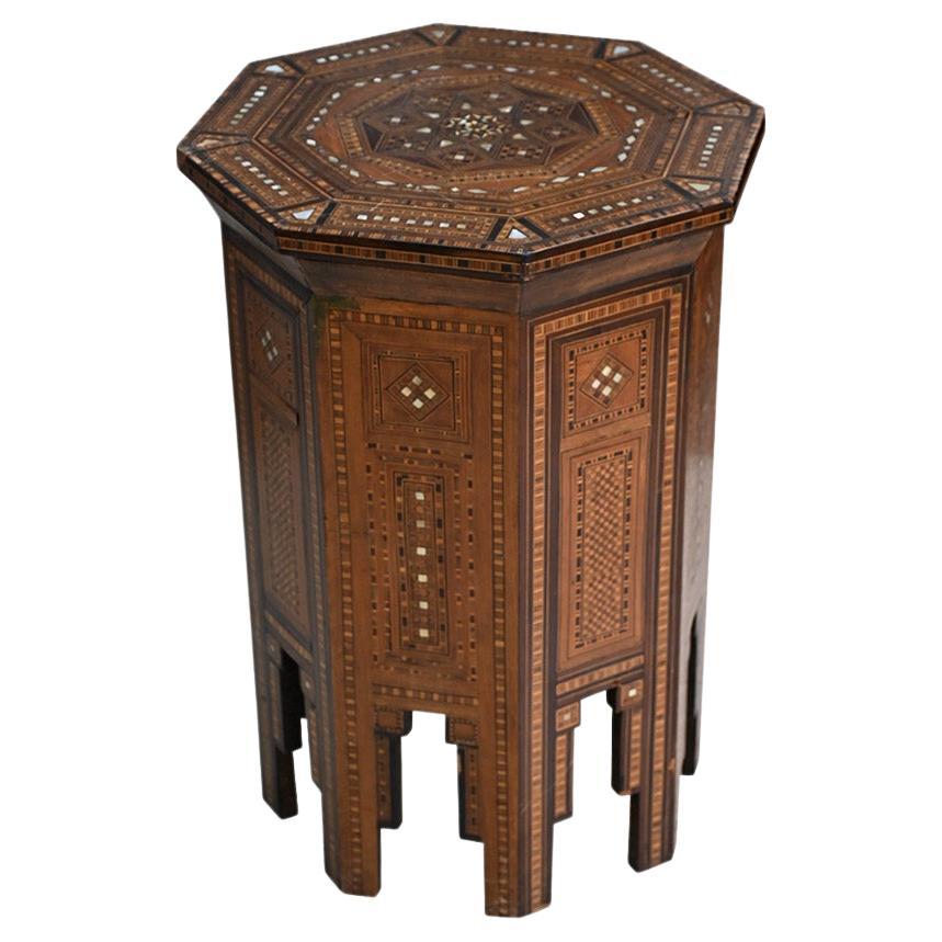 Large Geometric Shaped Early 20th Century Damascus Side Table