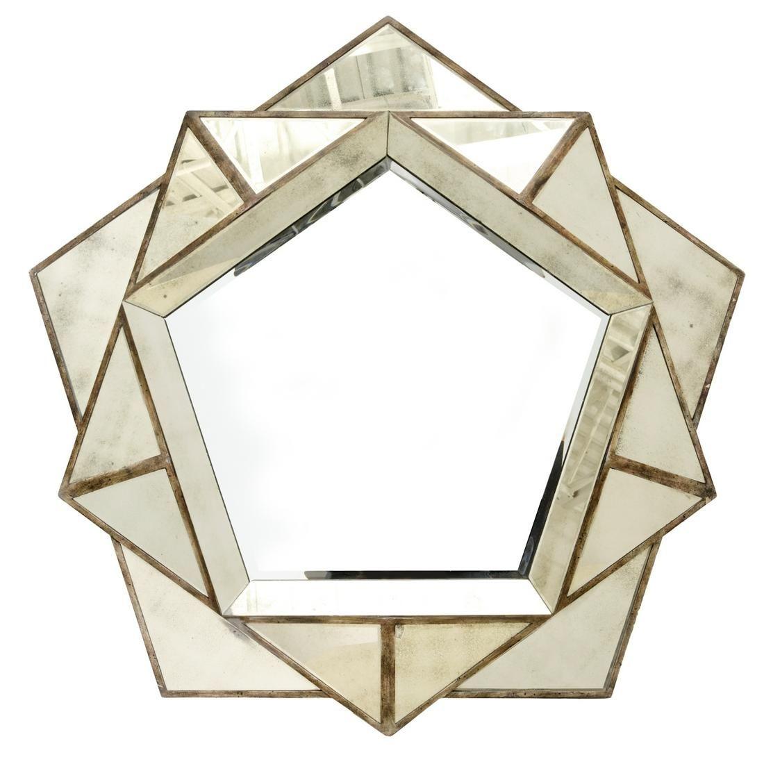 20th Century Large Geometric Venetian Style Beveled Mirror For Sale