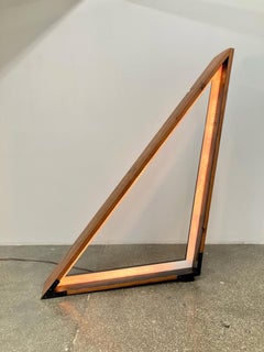 Large Geometric Wood & Mylar Light Sculpture / Floor Lamp by Raphael Pangilinan