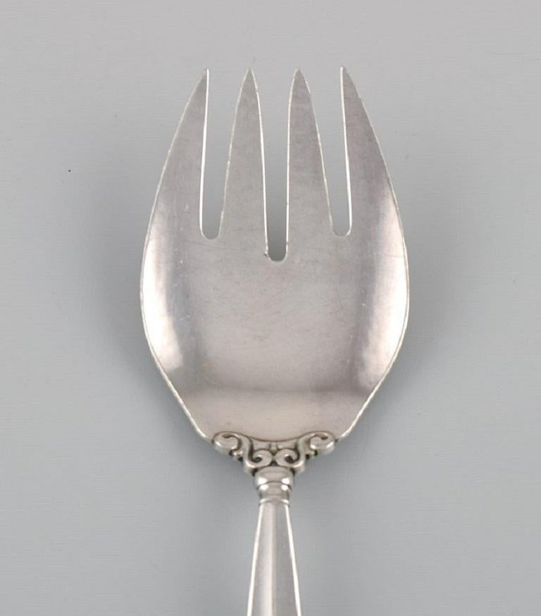 Art Deco Large Georg Jensen Acanthus Salad Fork in Sterling Silver For Sale