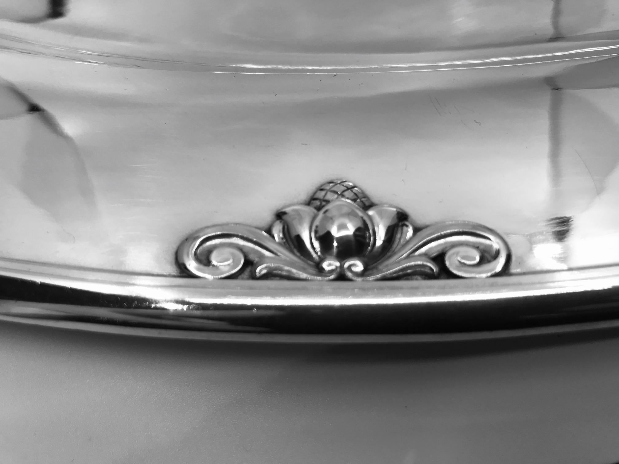 Art Nouveau Large Georg Jensen Acorn Oval Serving Platter 642H