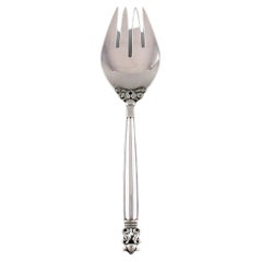 Vintage Large Georg Jensen Acorn Salad Fork in Sterling Silver