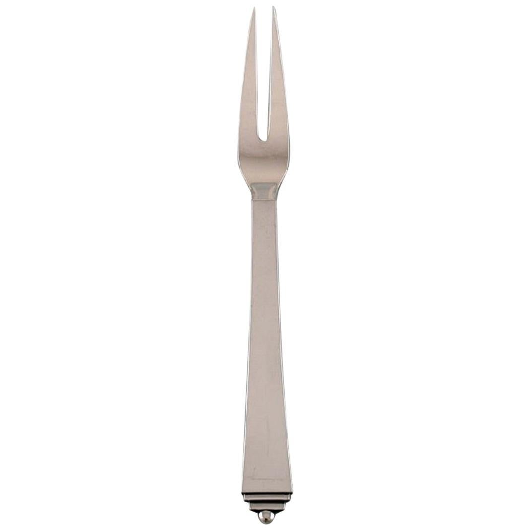 Large Georg Jensen "Pyramid" Cold Meat Fork in Sterling Silver