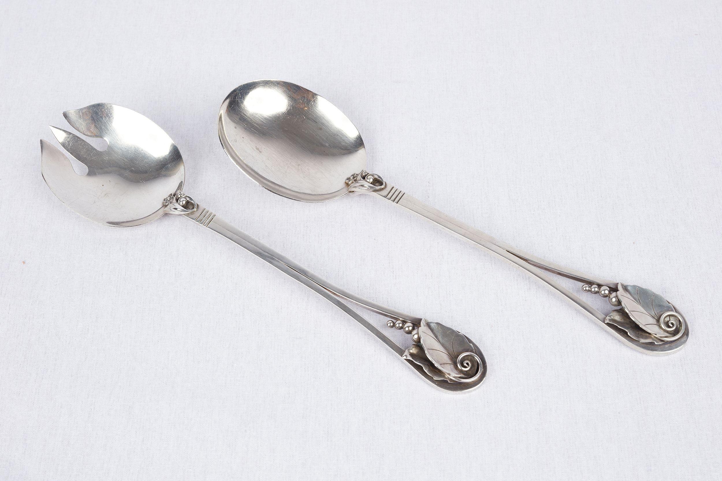 Large Georg Jensen Salad Set / Servers by Lapaglia In Good Condition For Sale In Los Angeles, CA