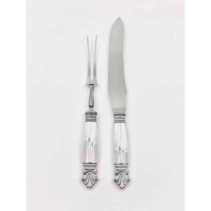 20th Century Large Georg Jensen Sterling Silver and Steel Acanthus Carving Set 243