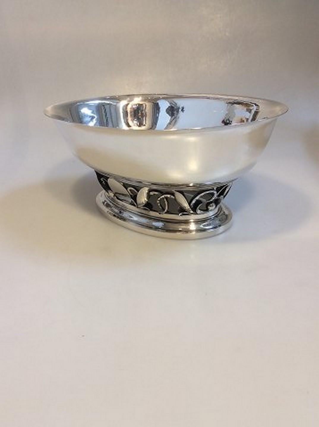 Danish Large Georg Jensen Sterling Silver Oval Bowl Unique from 1945-1951 For Sale