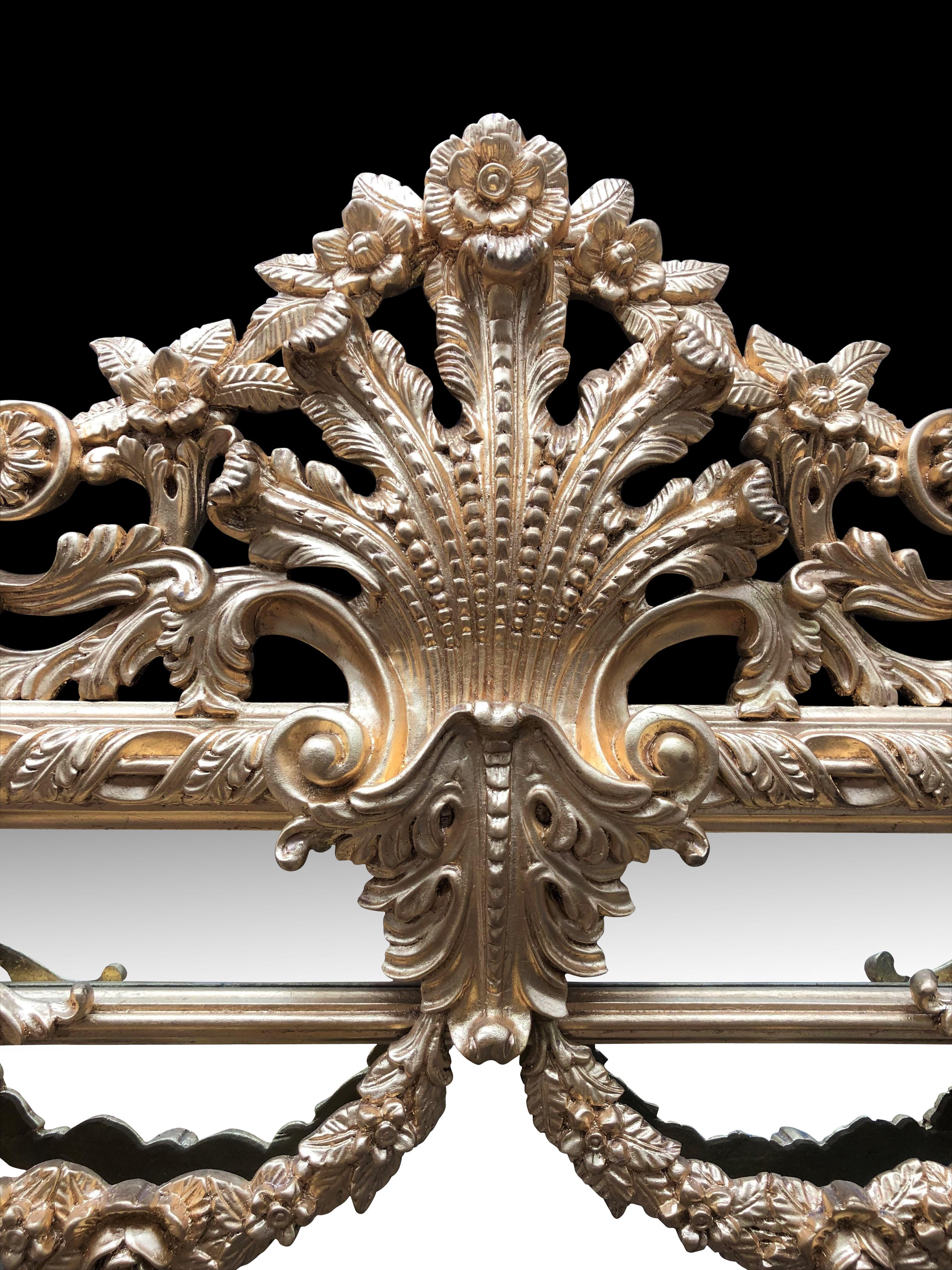 Large George II Gilt Pier Mirror, Carved Wood, 20th Century In Excellent Condition In London, GB
