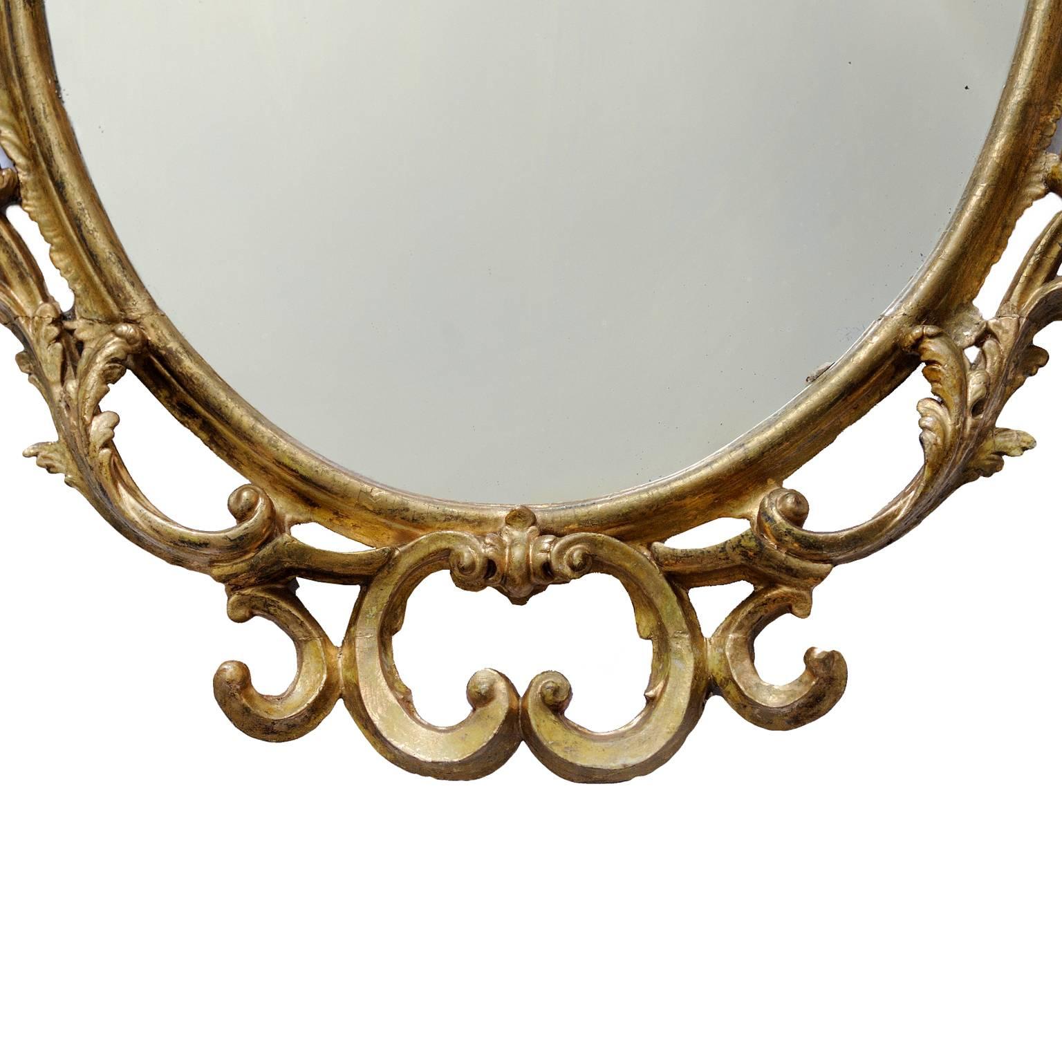 Rococo Revival Large George II Style Carved Wood Gilt Mirror, circa 1860 For Sale
