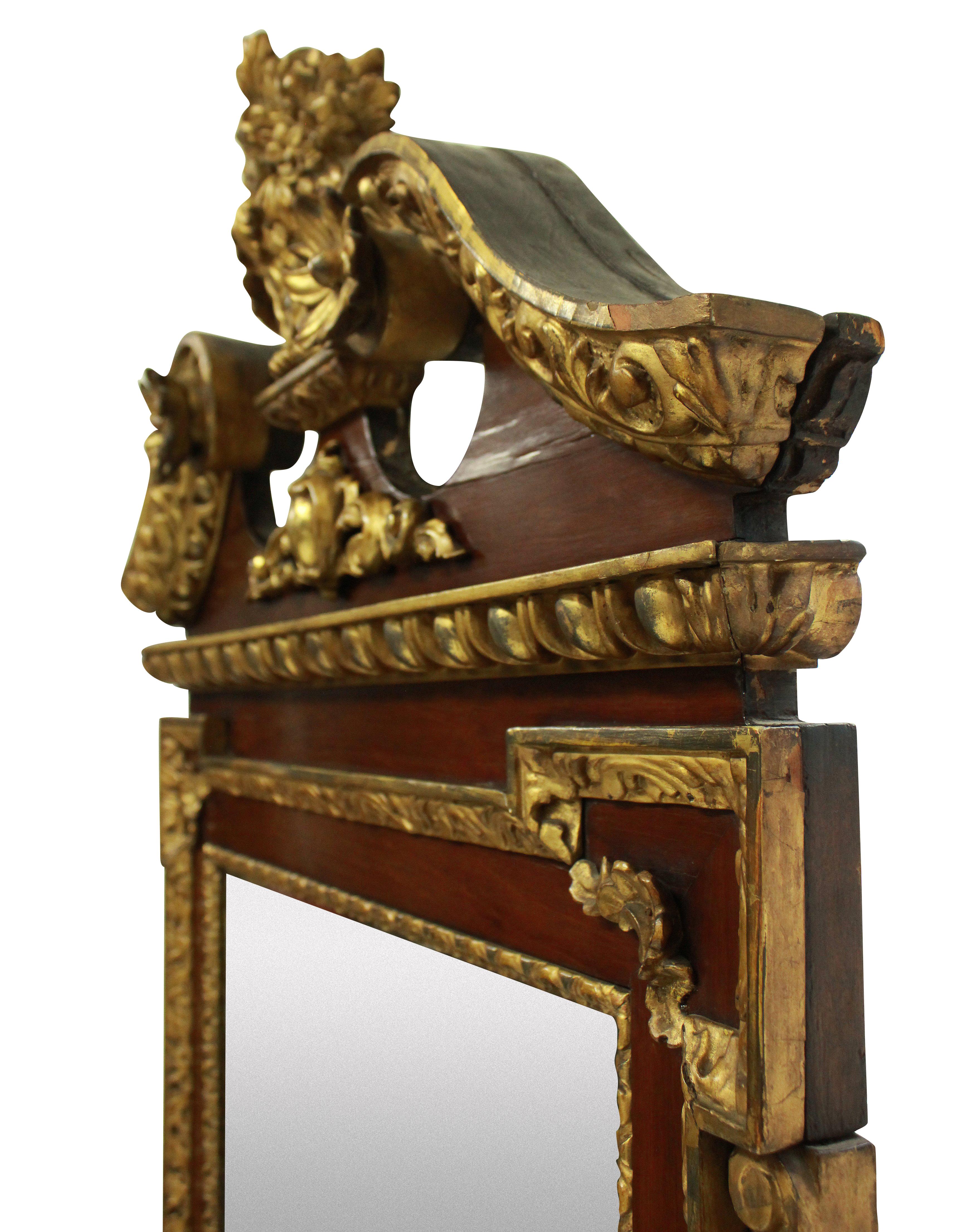 Large George II Style Walnut and Parcel-Gilt Mirror 1