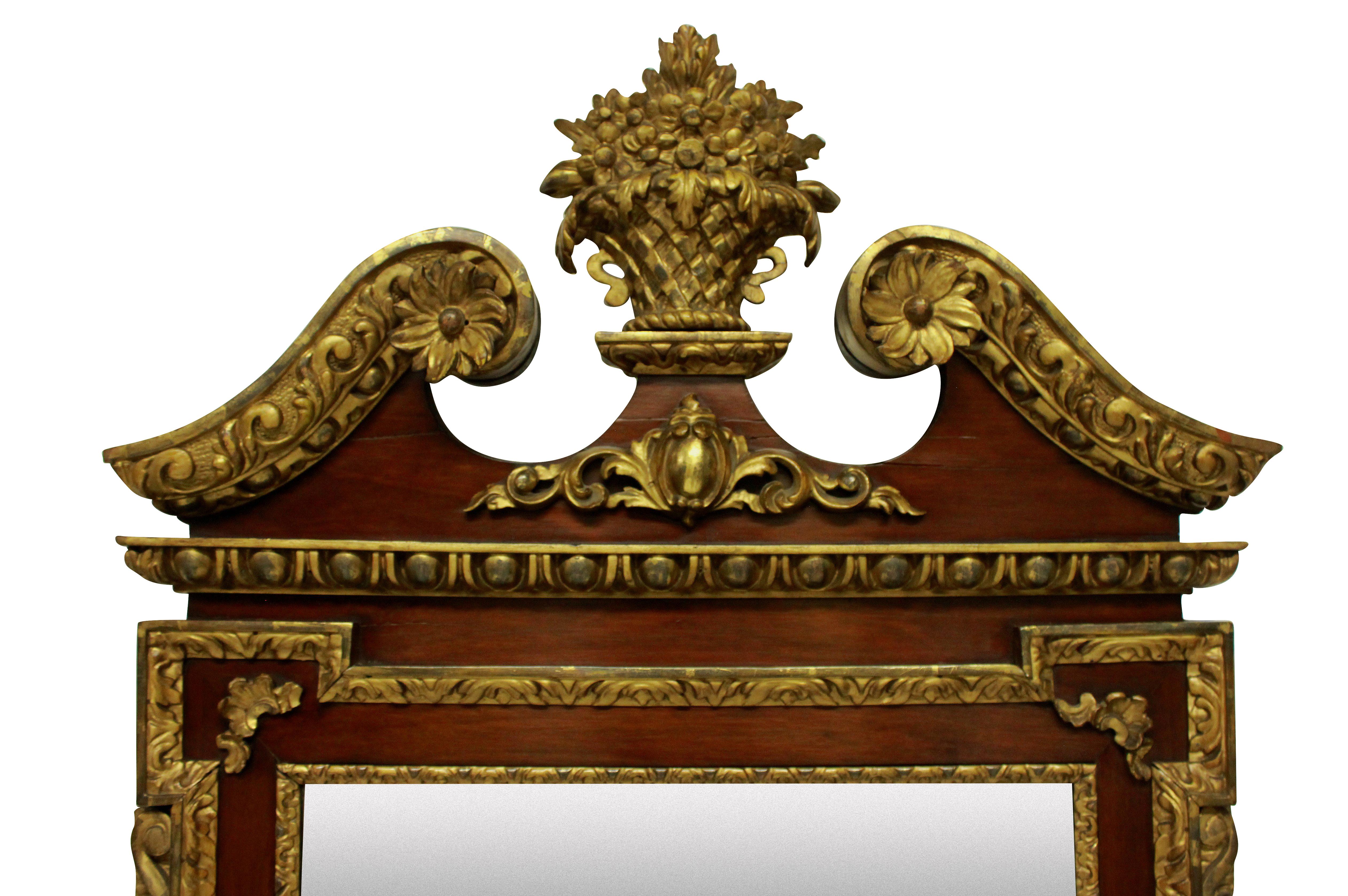 Large George II Style Walnut and Parcel-Gilt Mirror 2