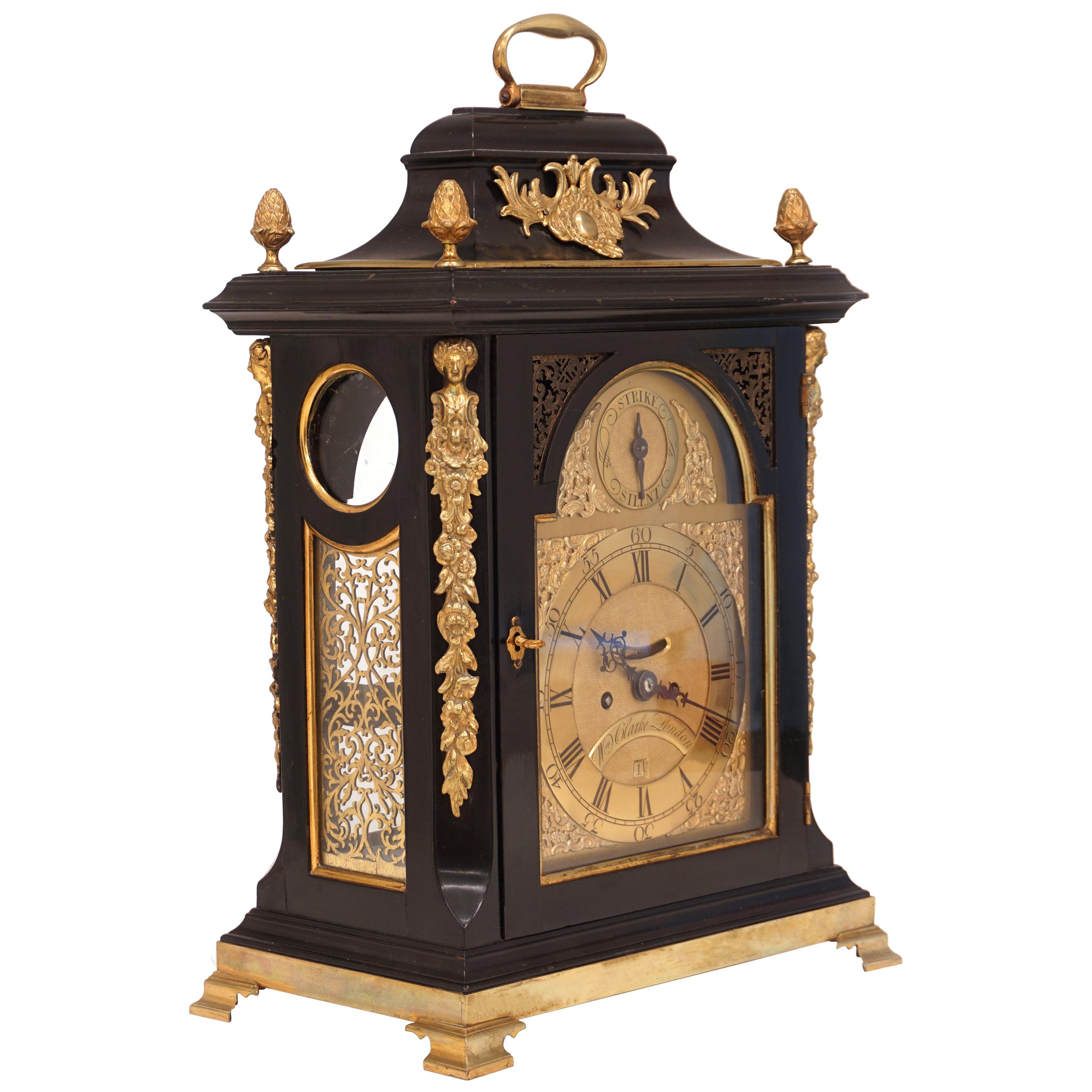 Large George III Bracket Clock by William Clarke, London, Circa 1750-60 For Sale