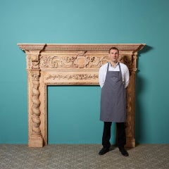 Large George III Carved Wooden Fire Mantel