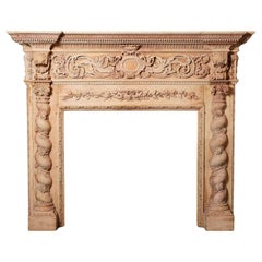 Large George III Carved Wooden Fire Mantel