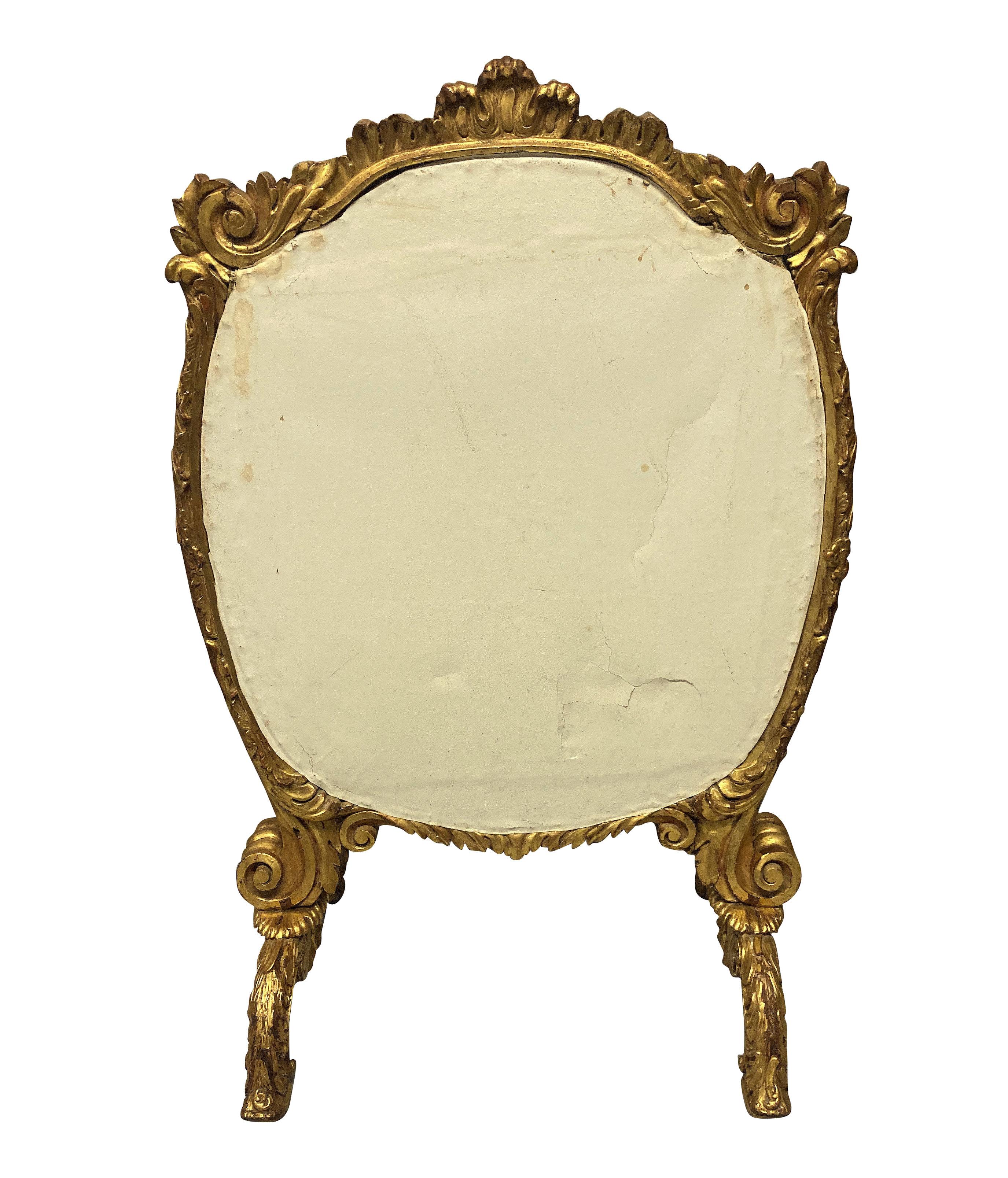 English Large George III Giltwood Fire Screen For Sale