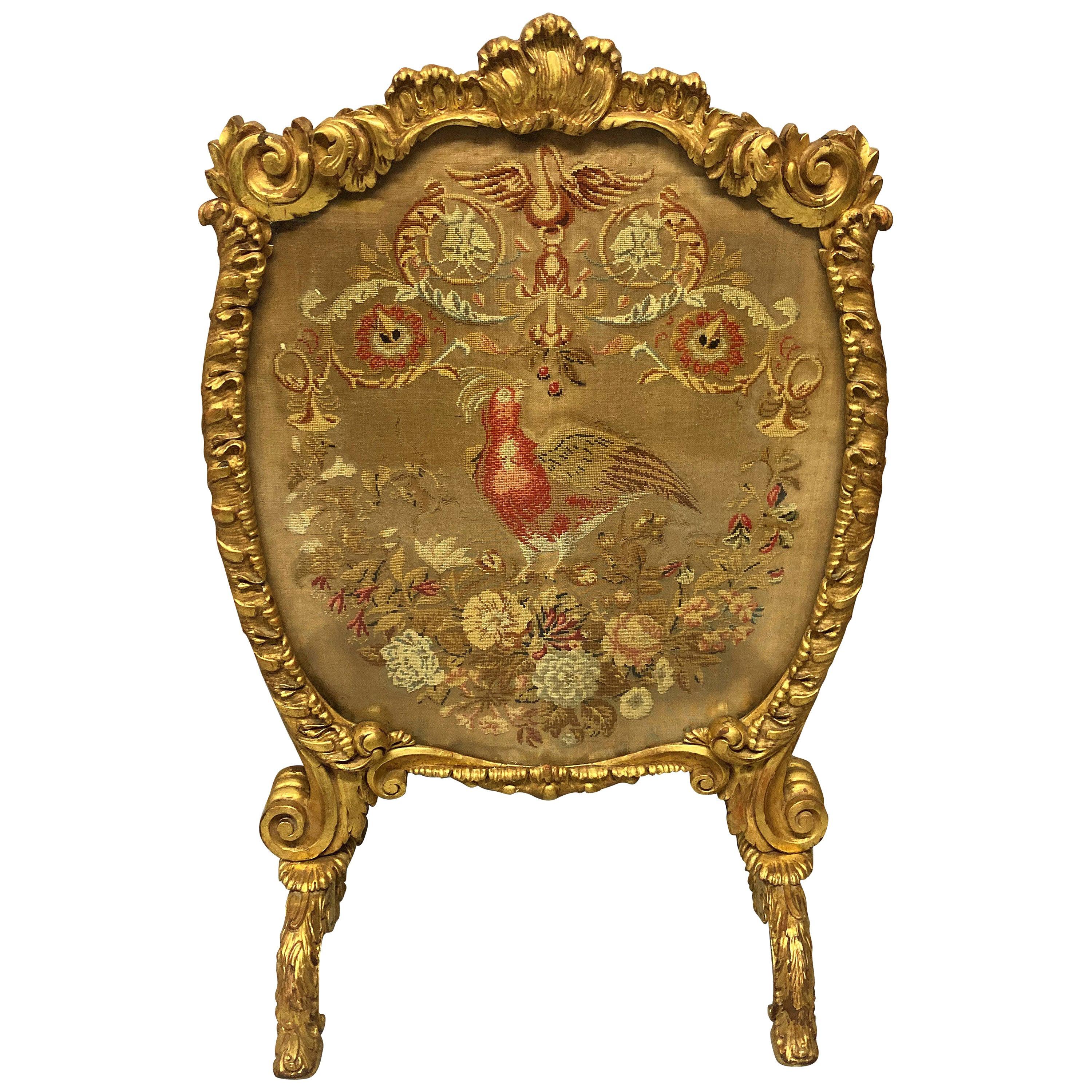 Large George III Giltwood Fire Screen