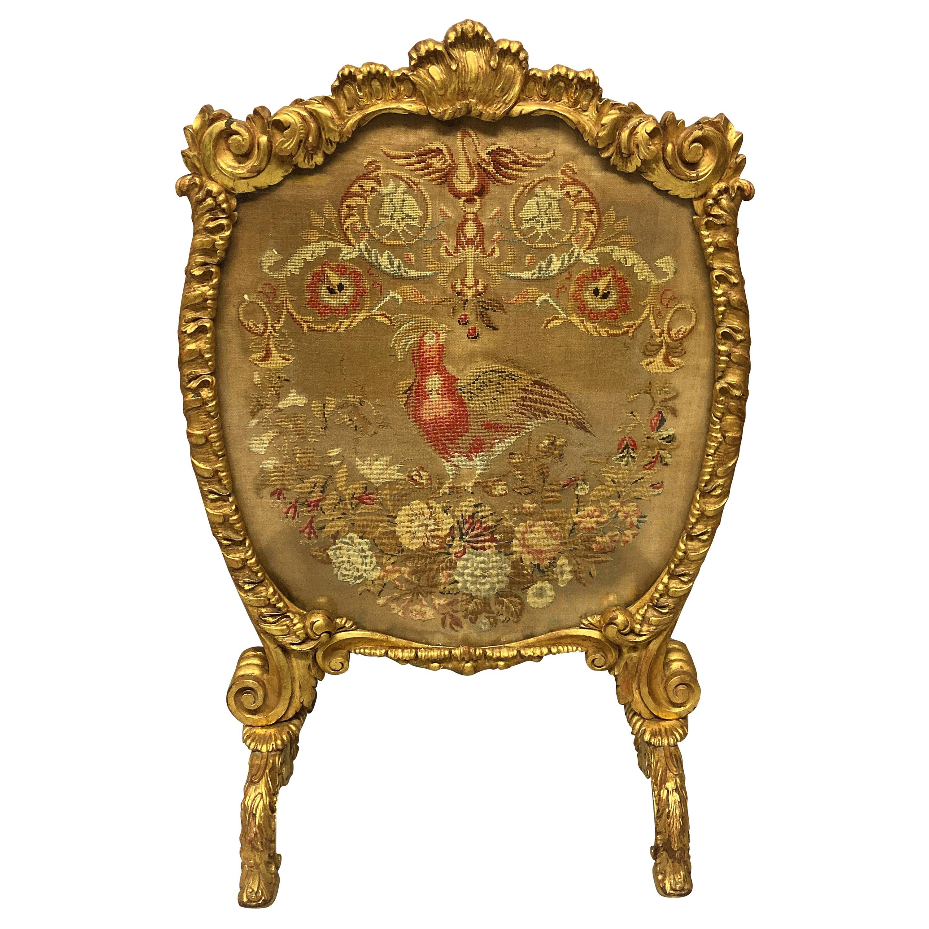 Large George III Giltwood Fire Screen