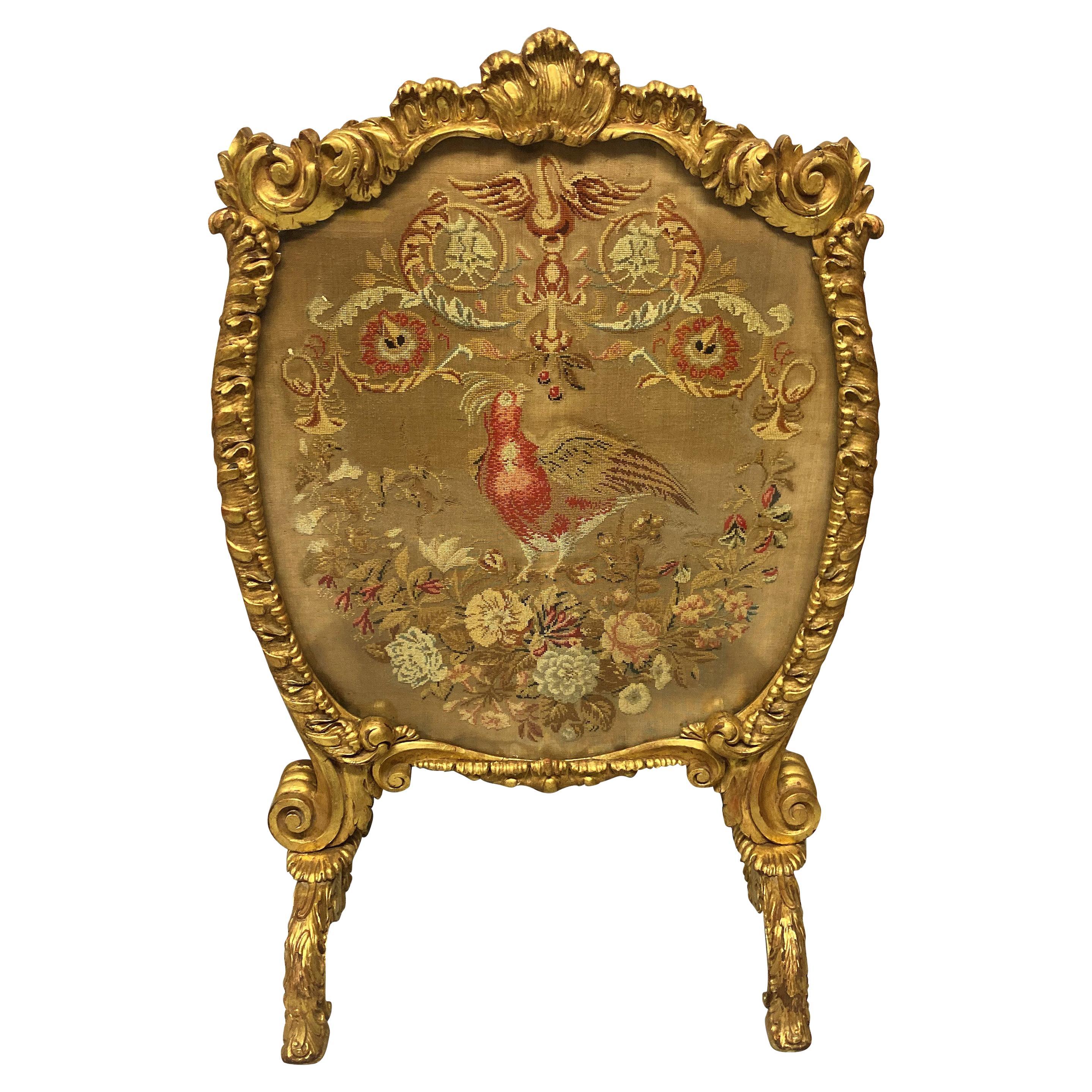 Large George III Giltwood Fire Screen