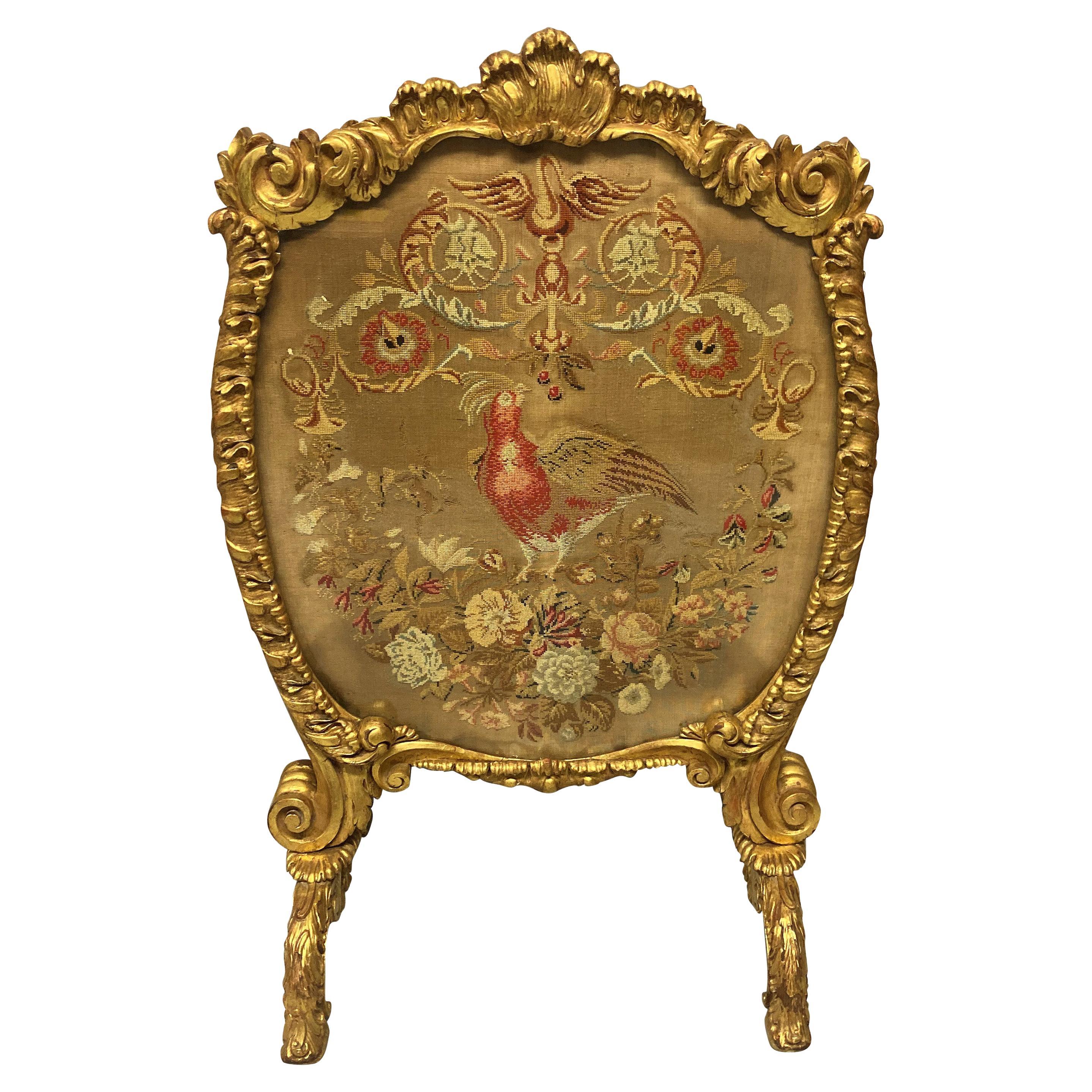 Large George III Giltwood Fire Screen