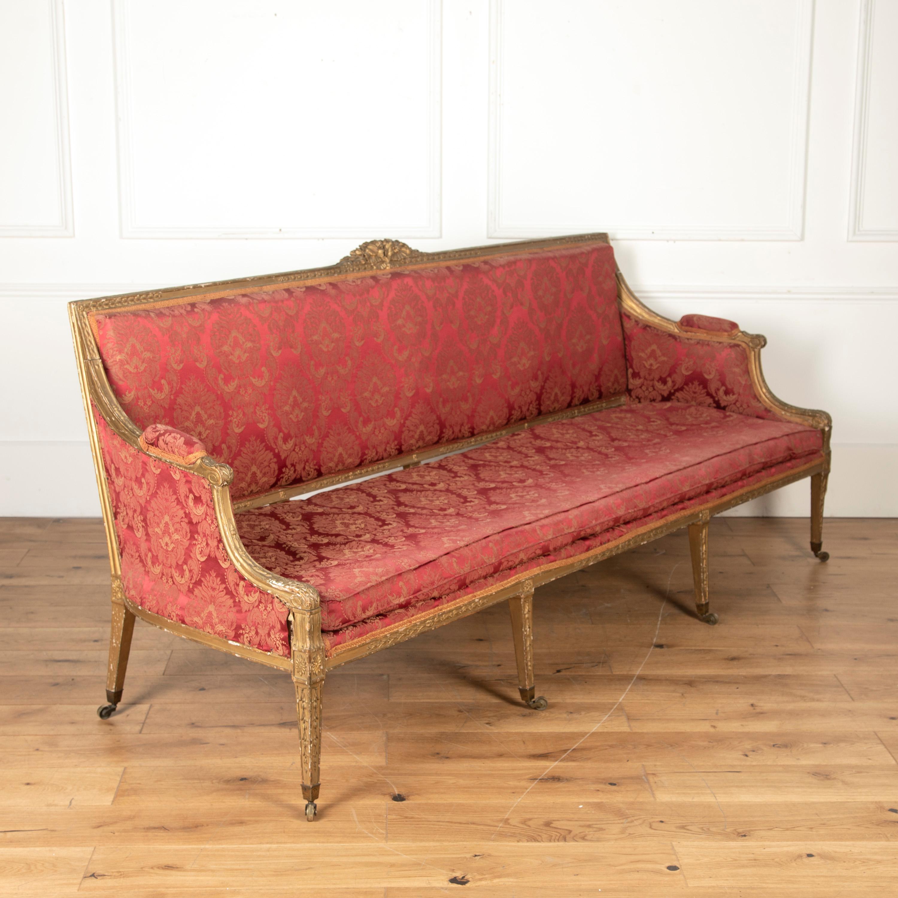 Large George III Giltwood Sofa For Sale 4