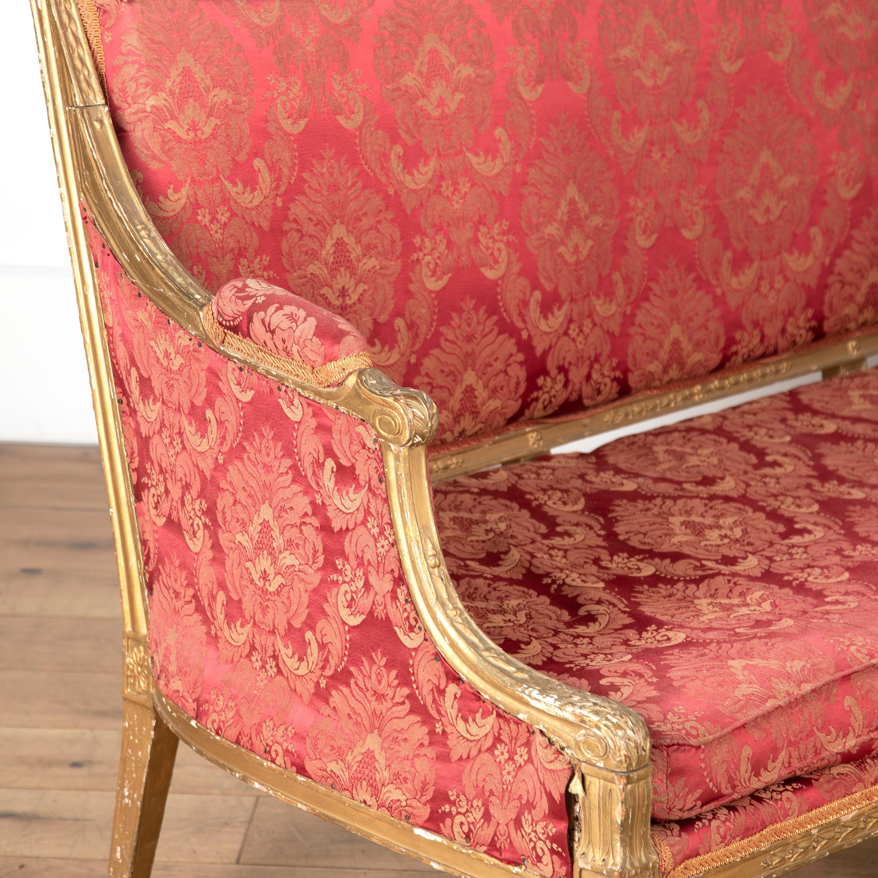 English Large George III Giltwood Sofa For Sale