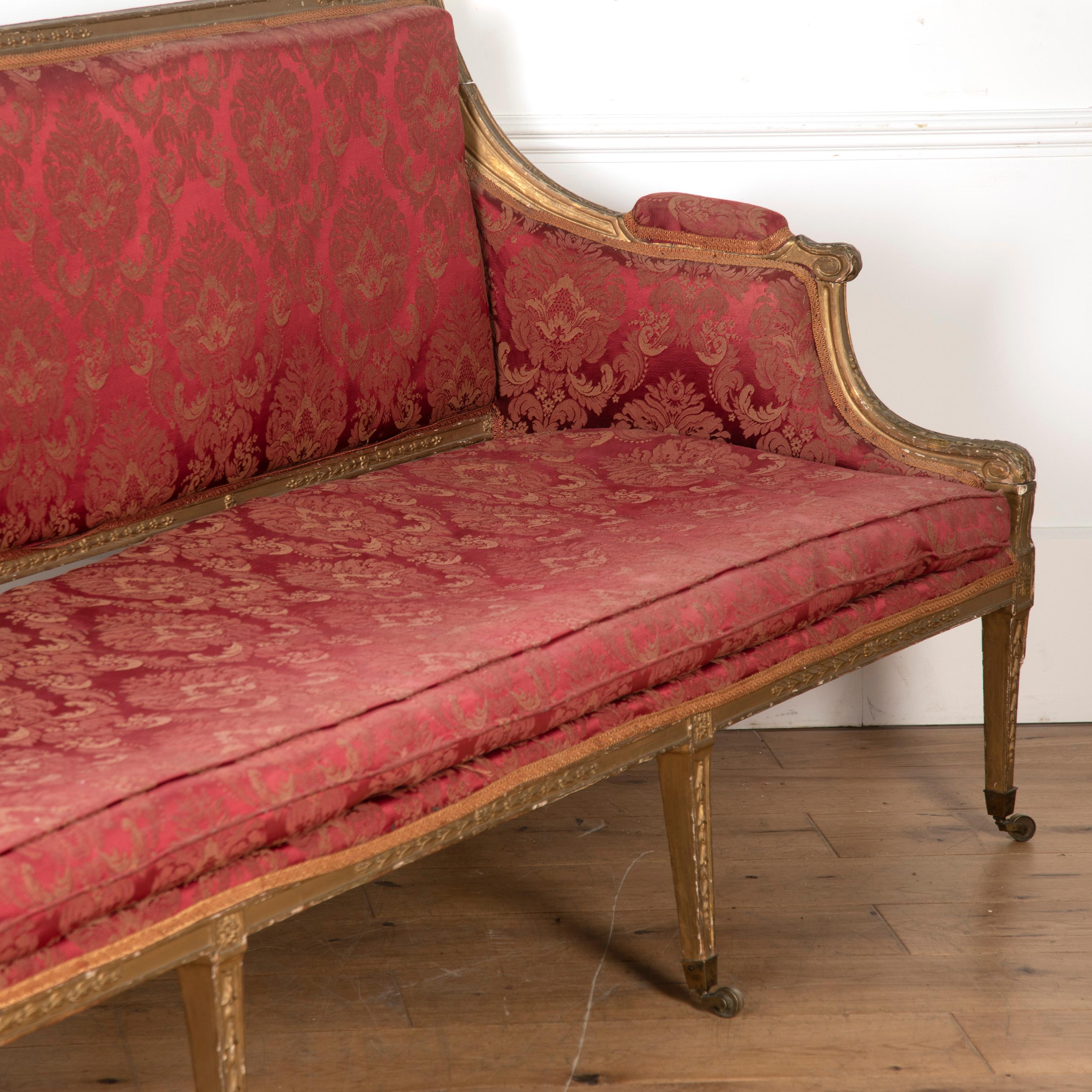 18th Century and Earlier Large George III Giltwood Sofa For Sale