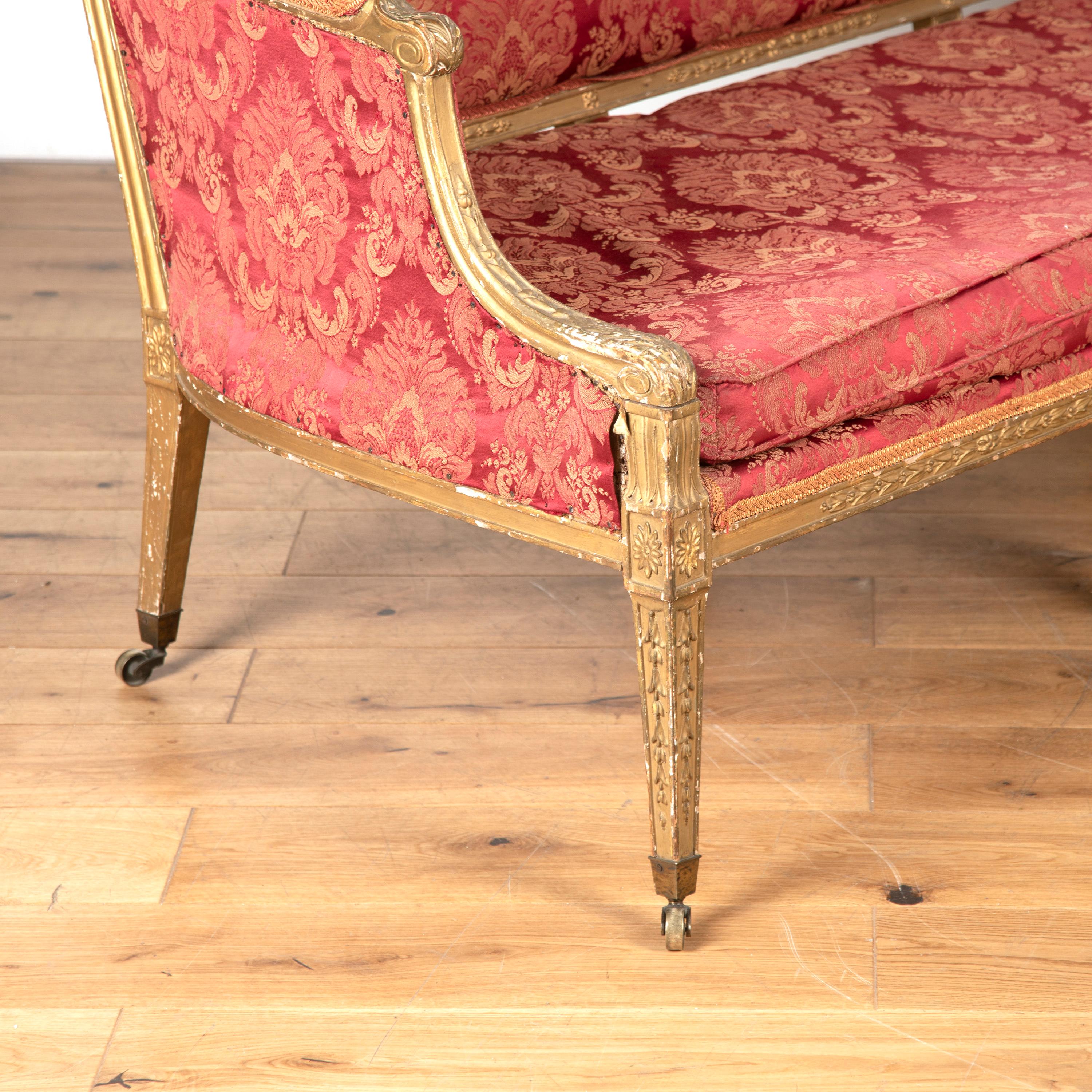 Hêtre Grand canapé George III en bois doré en vente