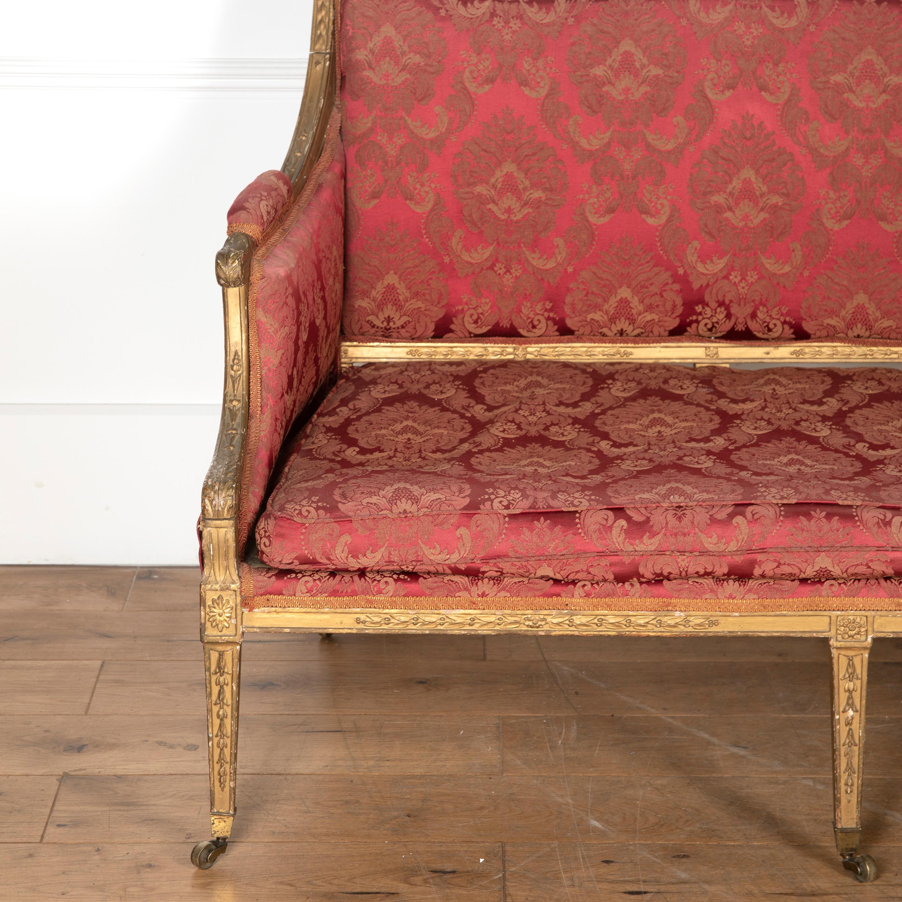 Large George III Giltwood Sofa For Sale 1