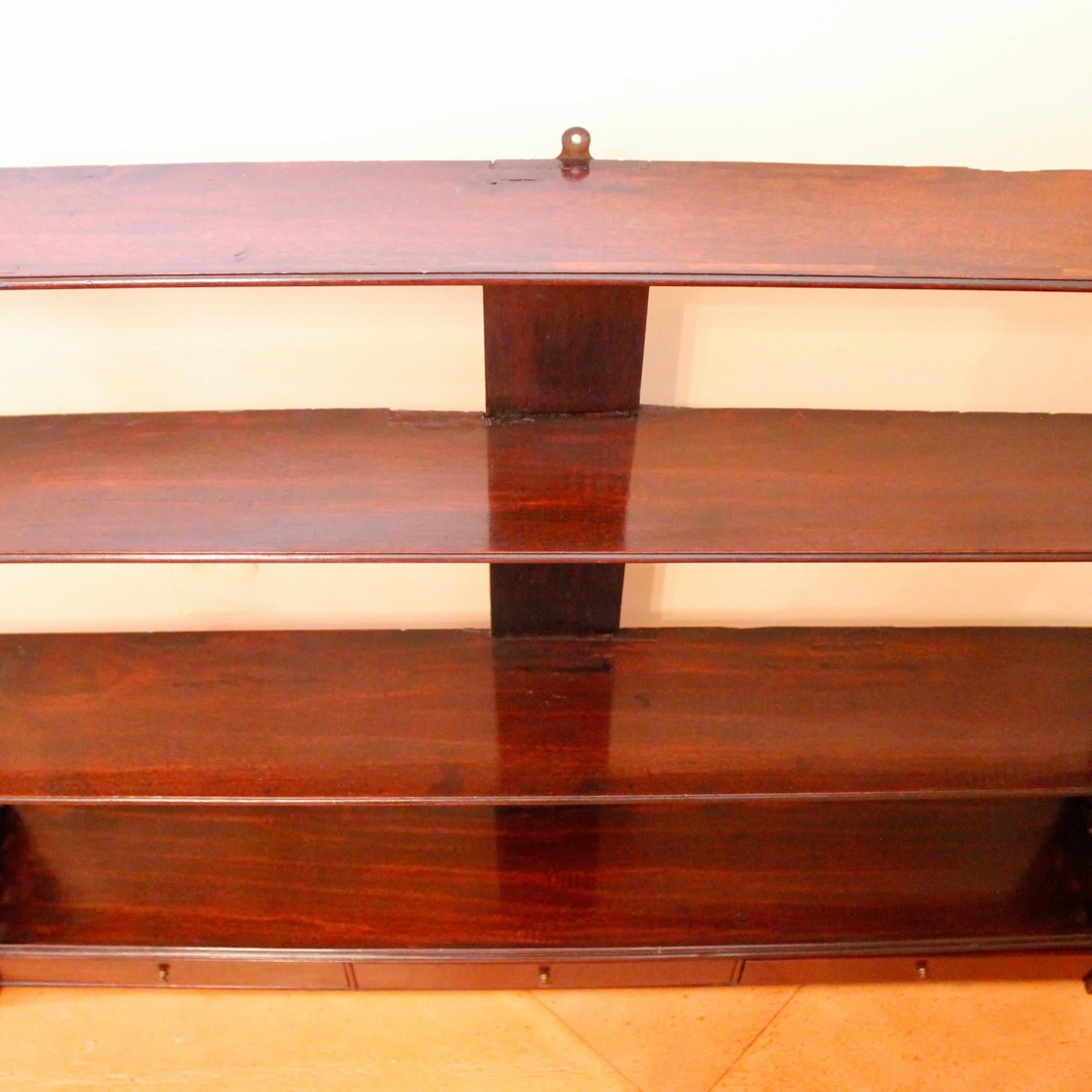 Large George III Period Chinese Chippendale Mahogany Fretwork Hanging Shelf For Sale 4