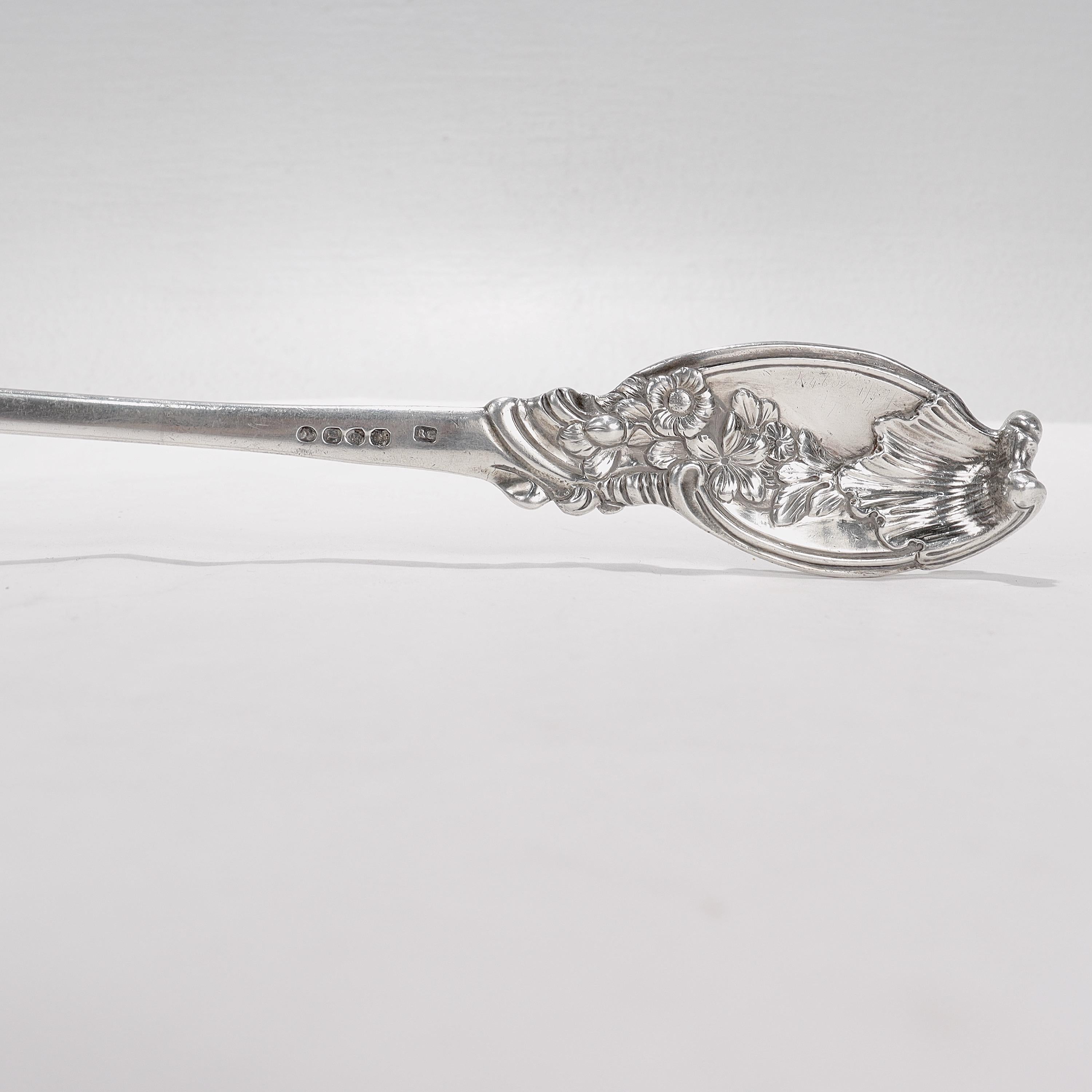 Large George III Robert Garrard I English Sterling Silver Crested Stuffing Spoon For Sale 3