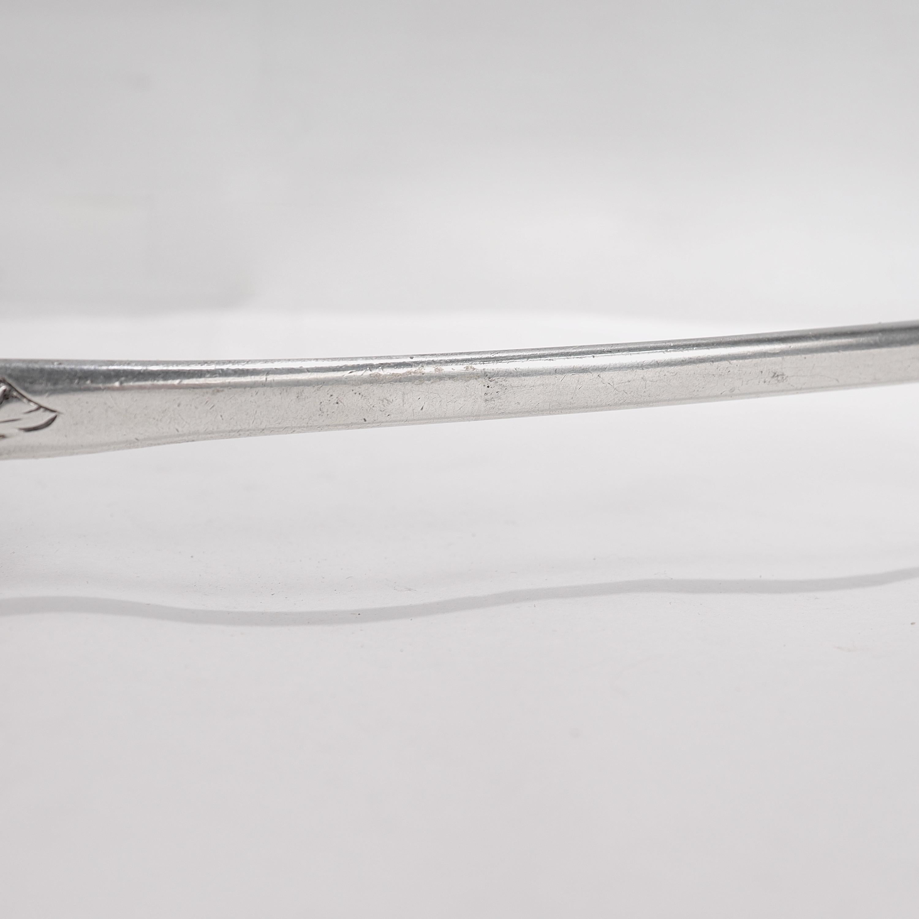 Large George III Robert Garrard I English Sterling Silver Crested Stuffing Spoon For Sale 5