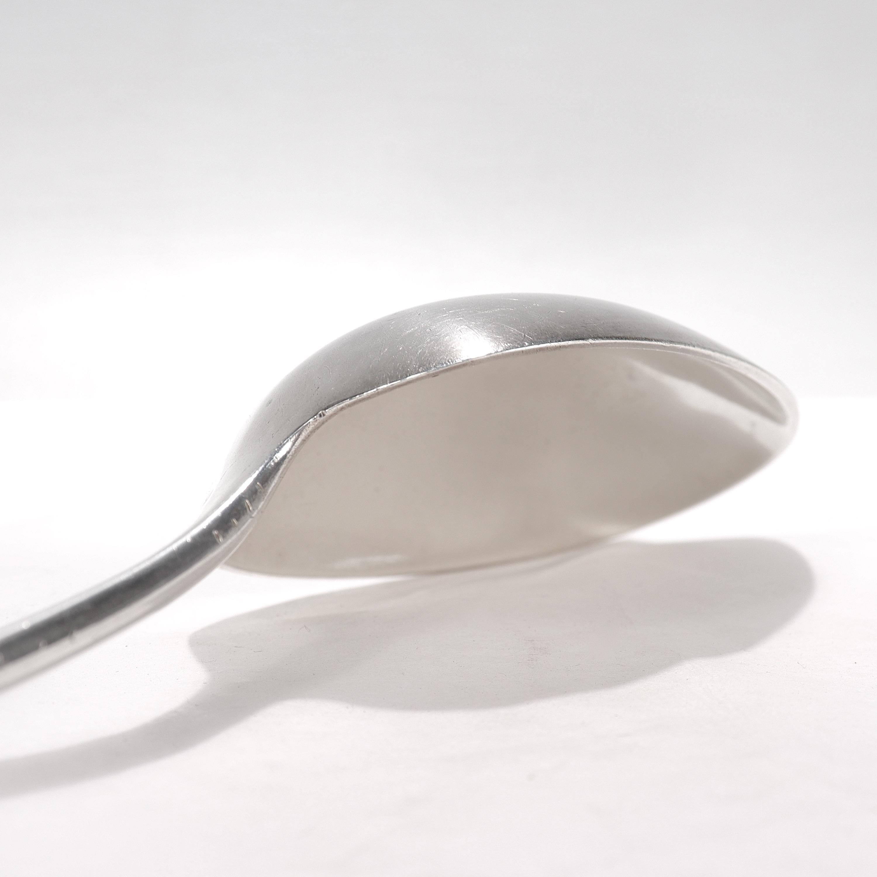 Large George III Robert Garrard I English Sterling Silver Crested Stuffing Spoon For Sale 6