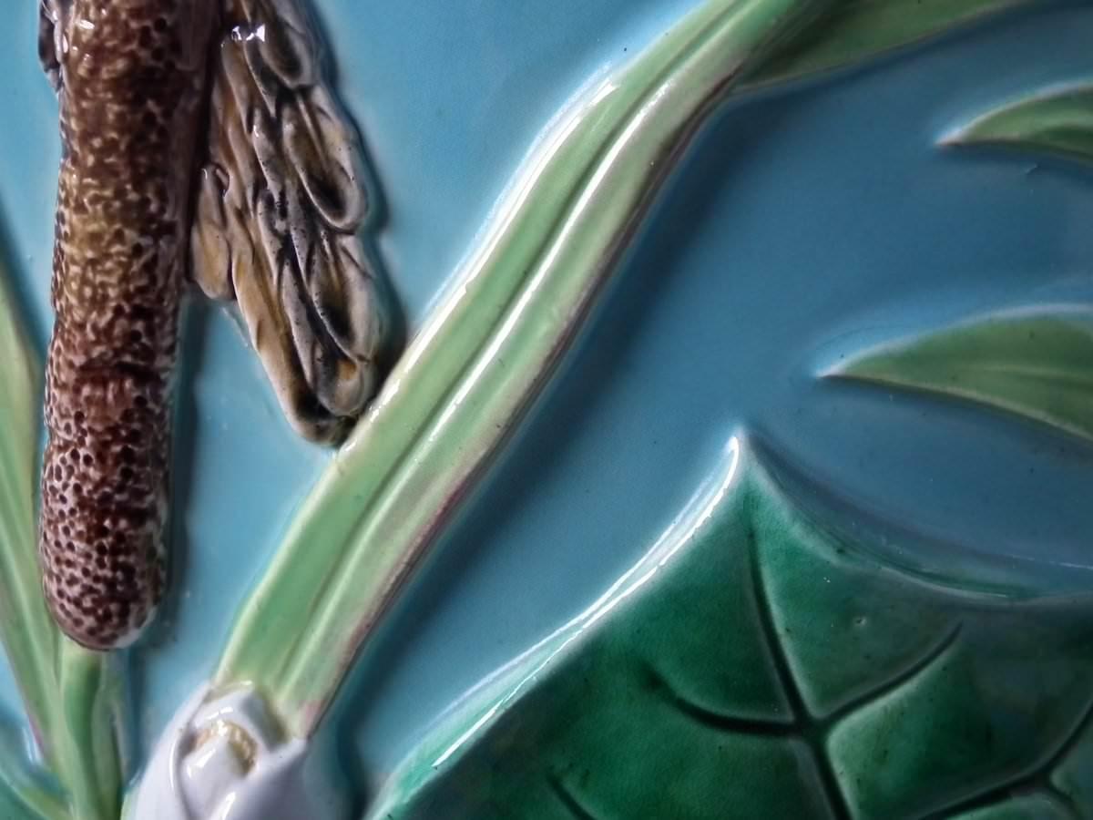 Large George Jones Majolica Bird and Pond Lily Jardinière 6