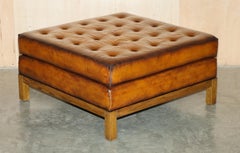 LARGE GEORGE SMiTH CHESTERFIELD CHELSEA BROWN LEATHER FOOTSTOOL