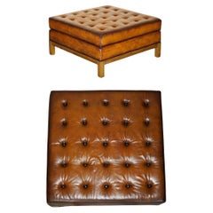 LARGE GEORGE SMiTH CHESTERFIELD CHELSEA BROWN LEATHER FOOTSTOOL