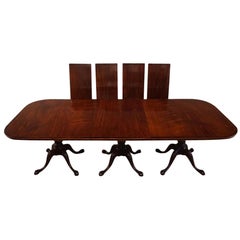 Vintage Large George V Triple Pillar Mahogany Dining Table 18 Seat