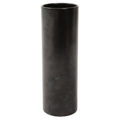 Large Georges Jouve Style Black Matte Cylinder Vase, France, c. 1950
s