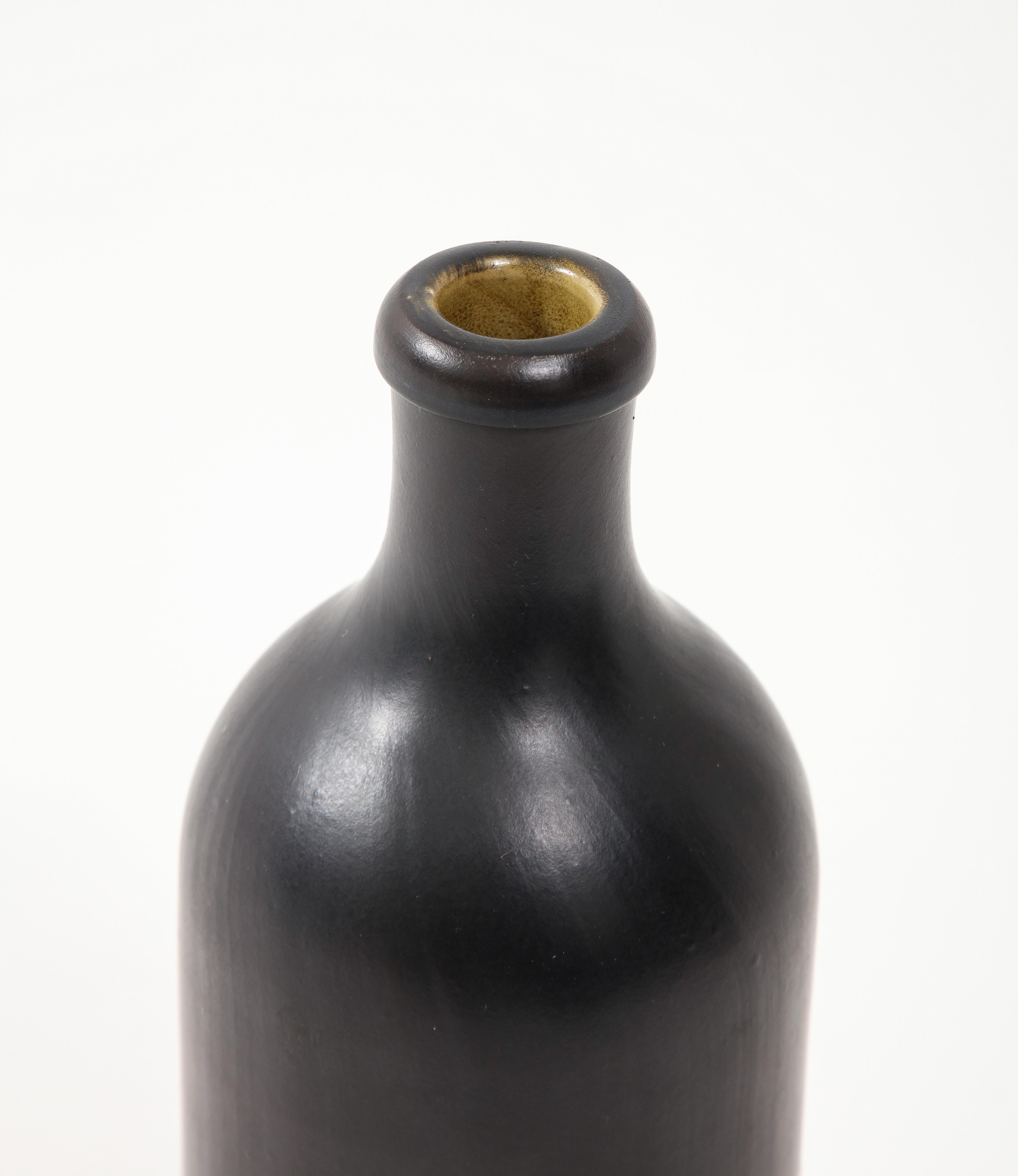 Large Georges Jouve Style Period Black Matte Vase, France, c. 1950 For Sale 3