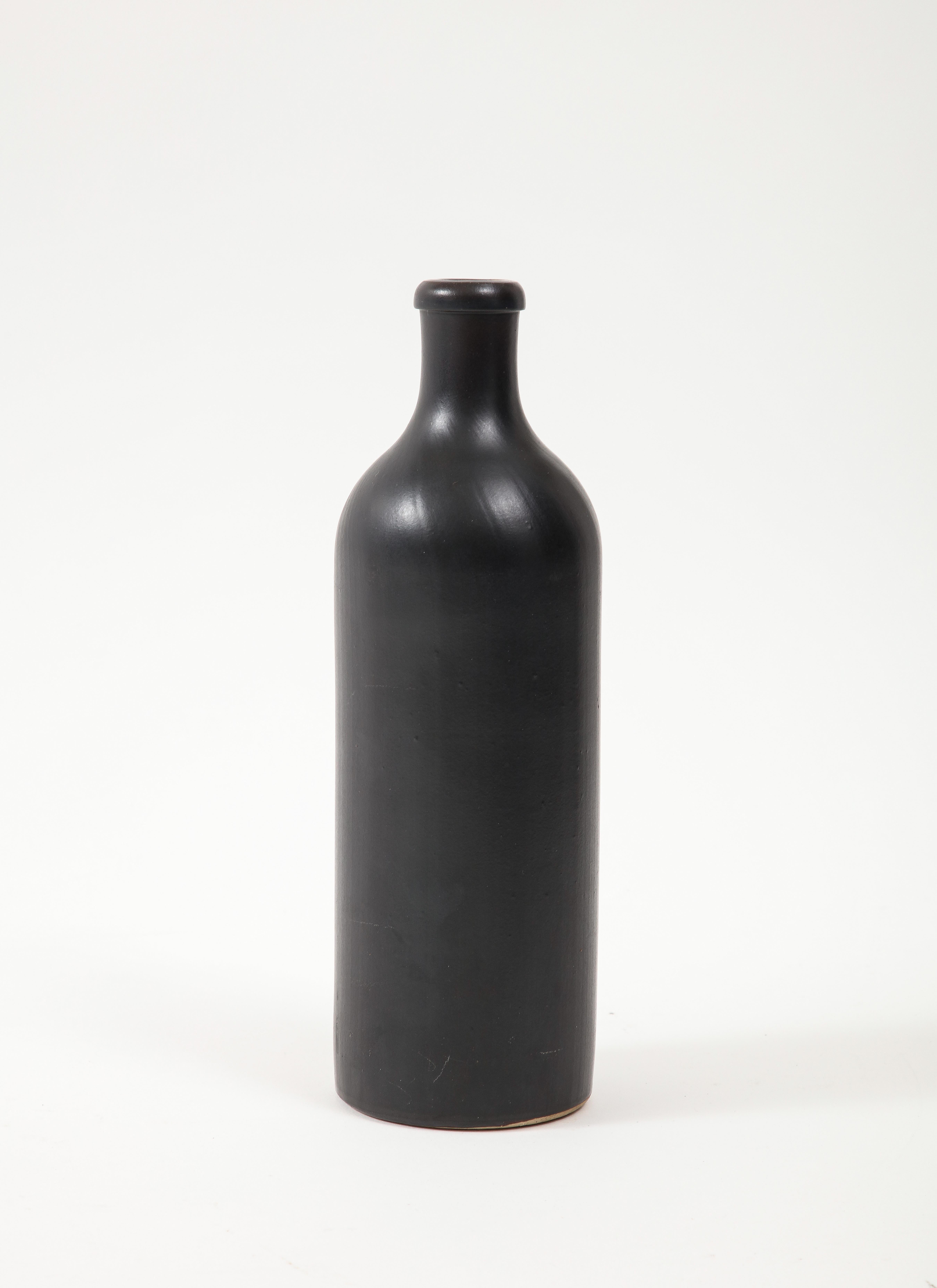 Mid-Century Modern Large Georges Jouve Style Period Black Matte Vase, France, c. 1950 For Sale