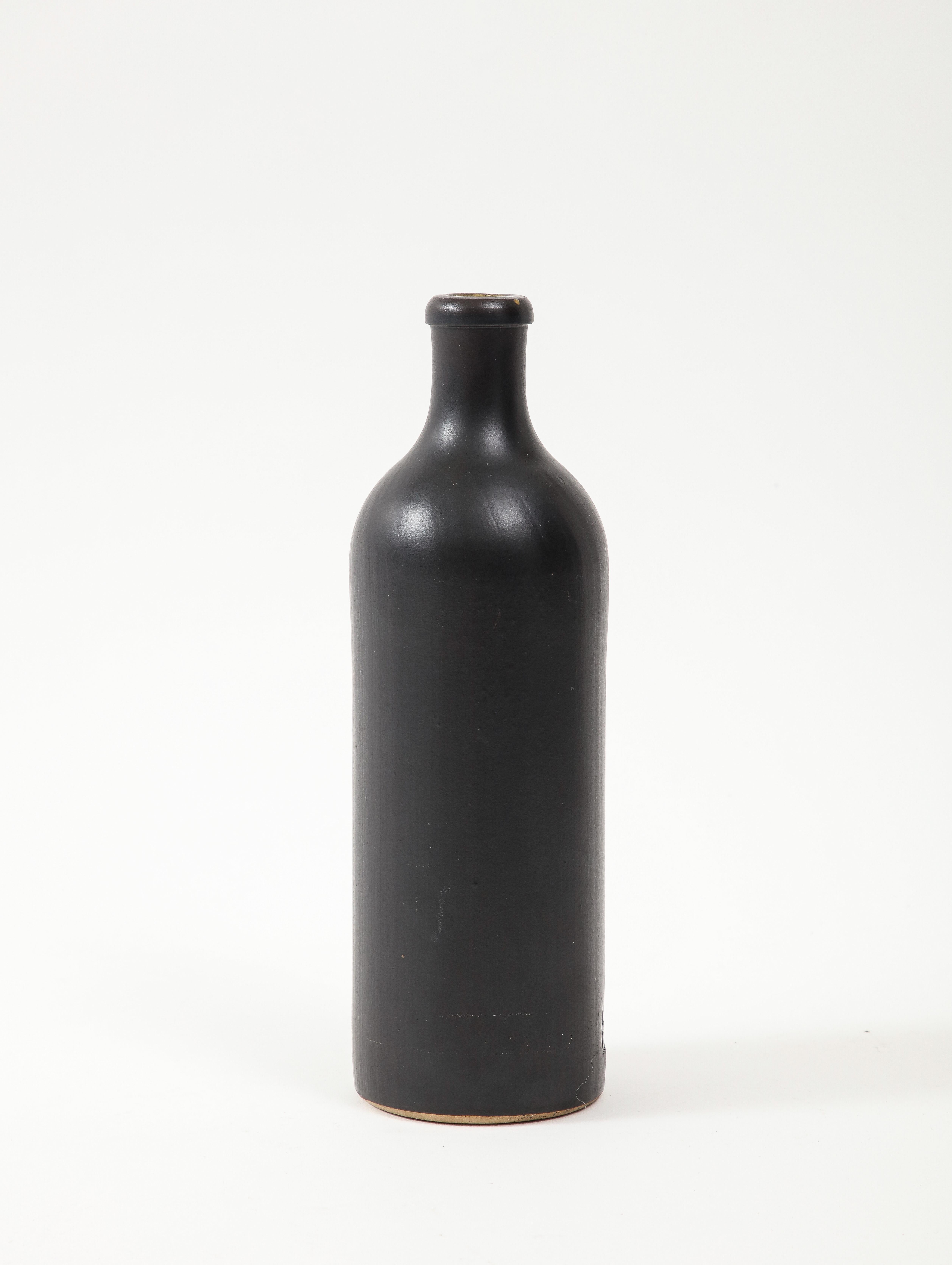 French Large Georges Jouve Style Period Black Matte Vase, France, c. 1950 For Sale