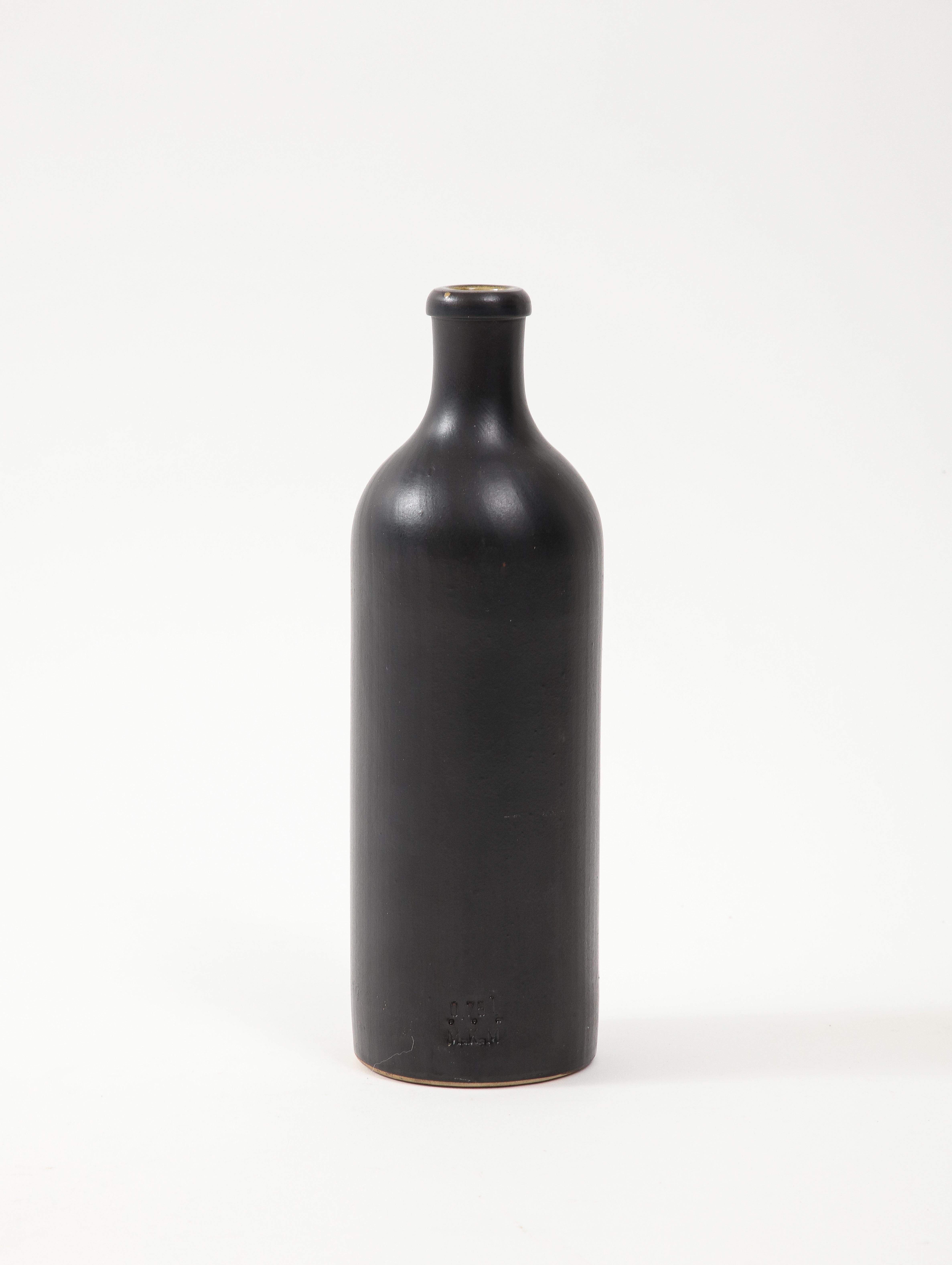 Large Georges Jouve Style Period Black Matte Vase, France, c. 1950 In Good Condition For Sale In Brooklyn, NY