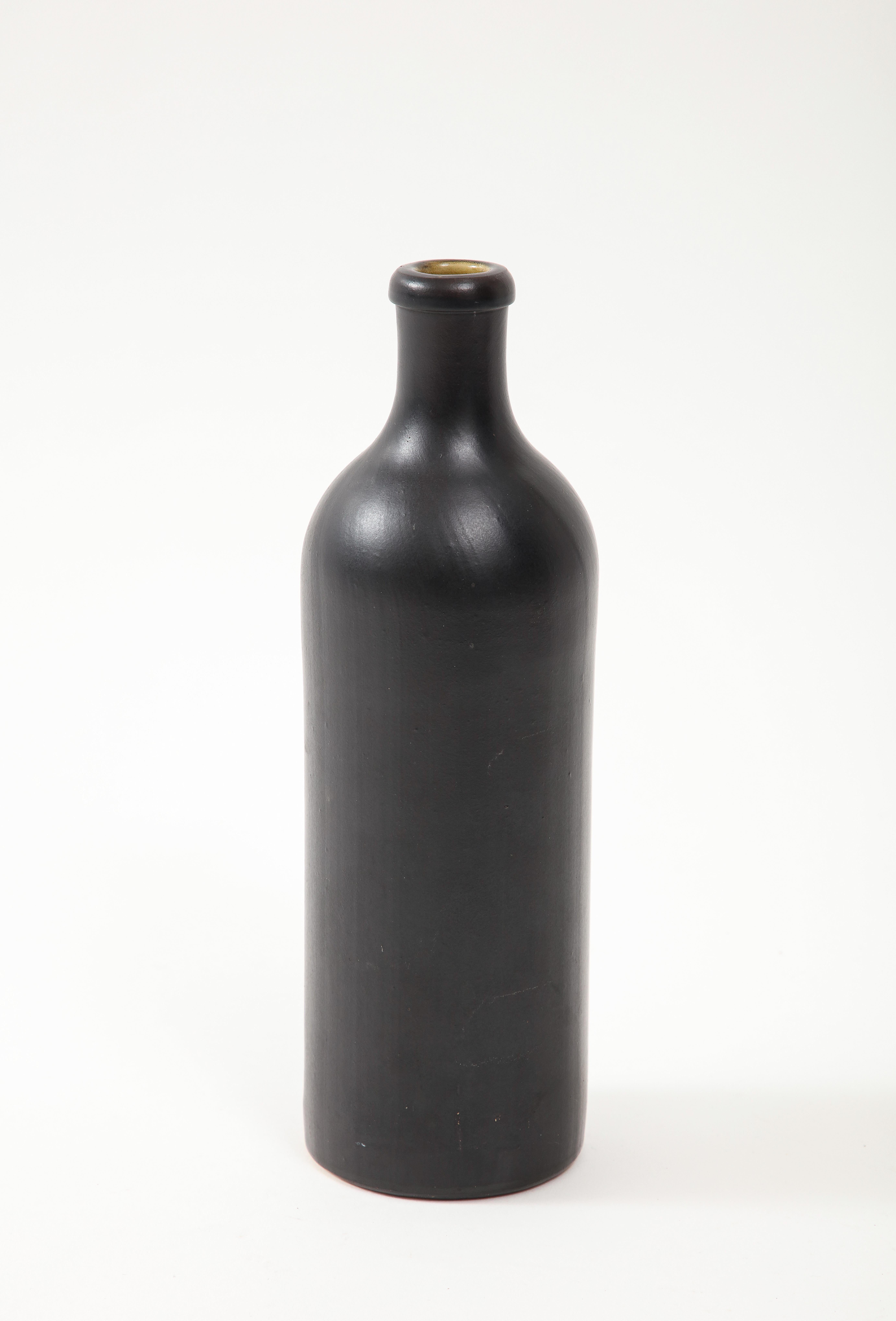 Ceramic Large Georges Jouve Style Period Black Matte Vase, France, c. 1950 For Sale
