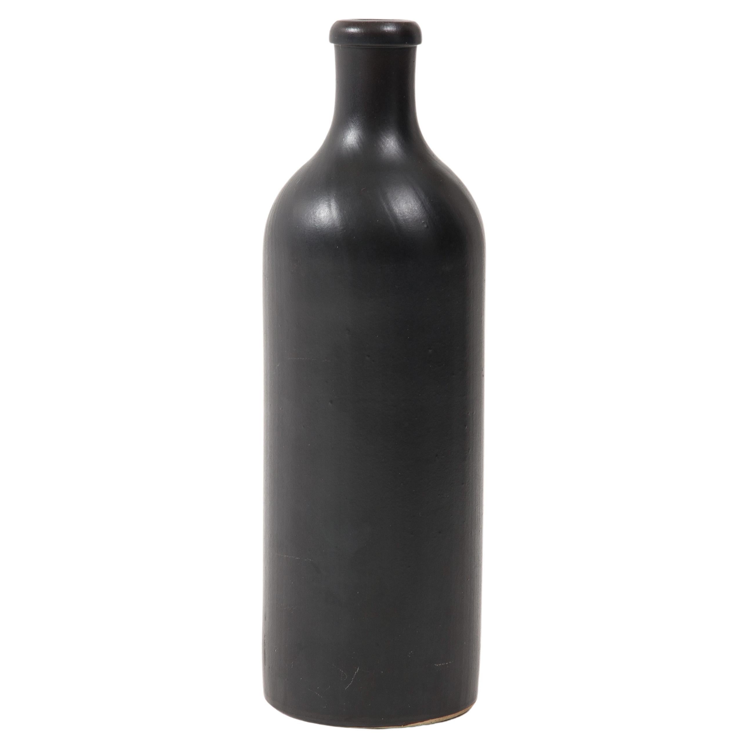 Large Georges Jouve Style Period Black Matte Vase, France, c. 1950 For Sale