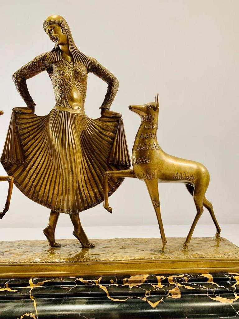 Mid-20th Century Large Georges Lavroff french Art Deco bronze circa 1930 group. For Sale