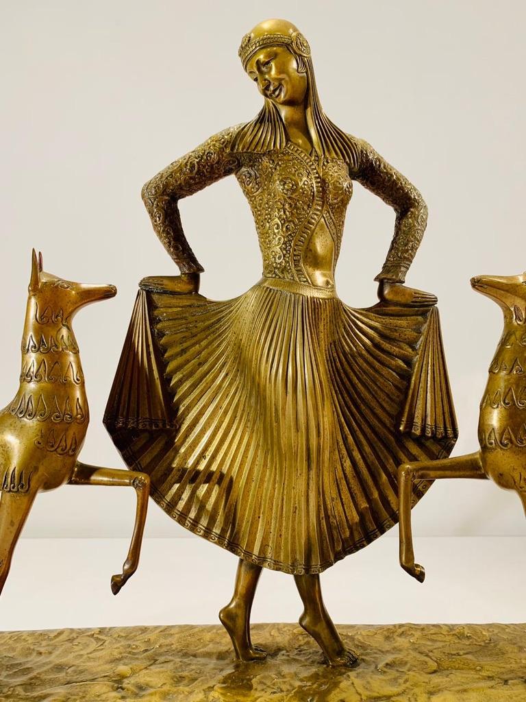 Bronze Large Georges Lavroff french Art Deco bronze circa 1930 group. For Sale