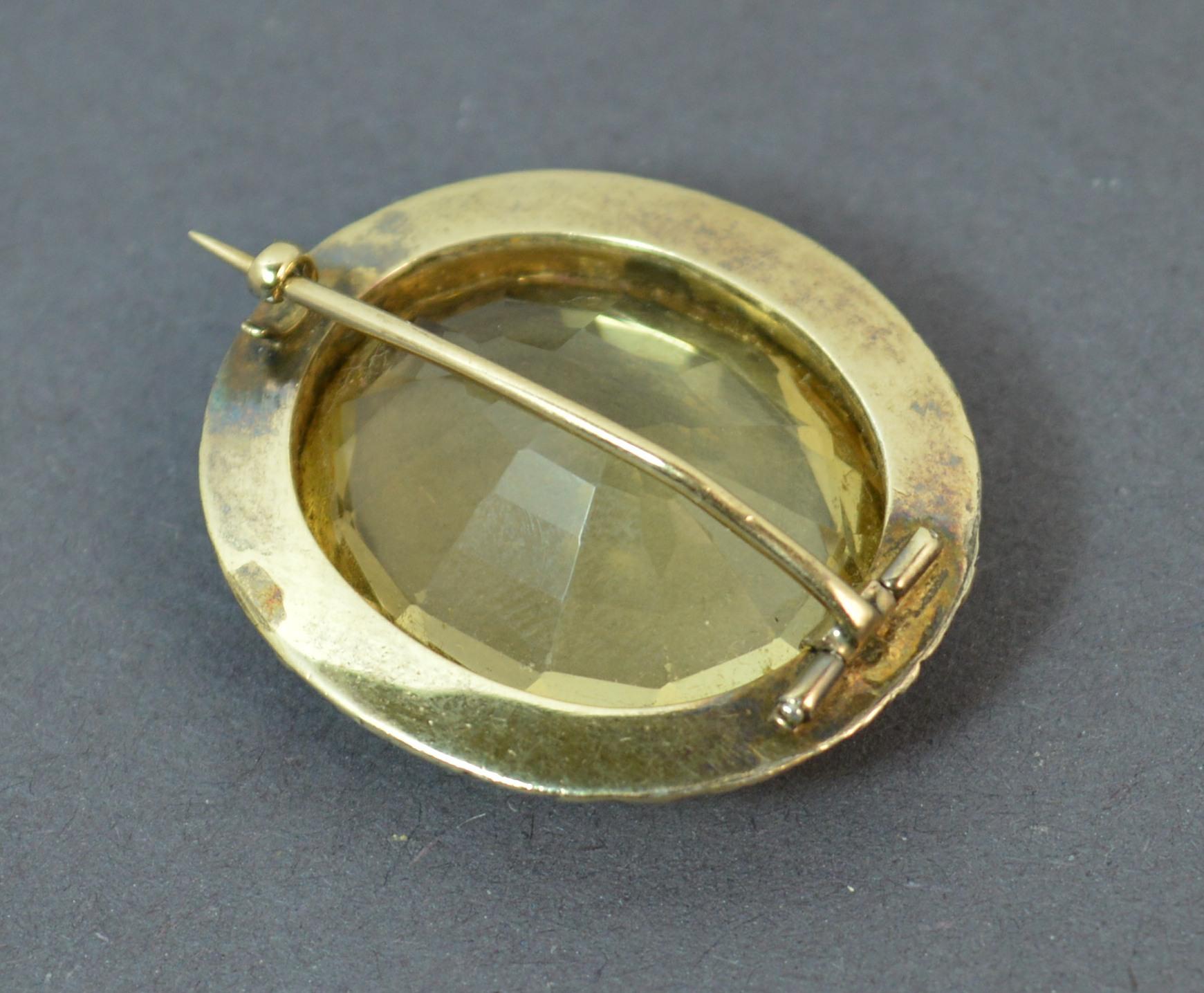 Large Georgian 15 Carat Gold and Citrine Solitaire Brooch 3
