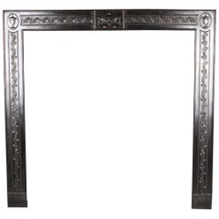 Large Georgian Antique Ornate Cast-Iron Fire Grate Insert, English 19th Century
