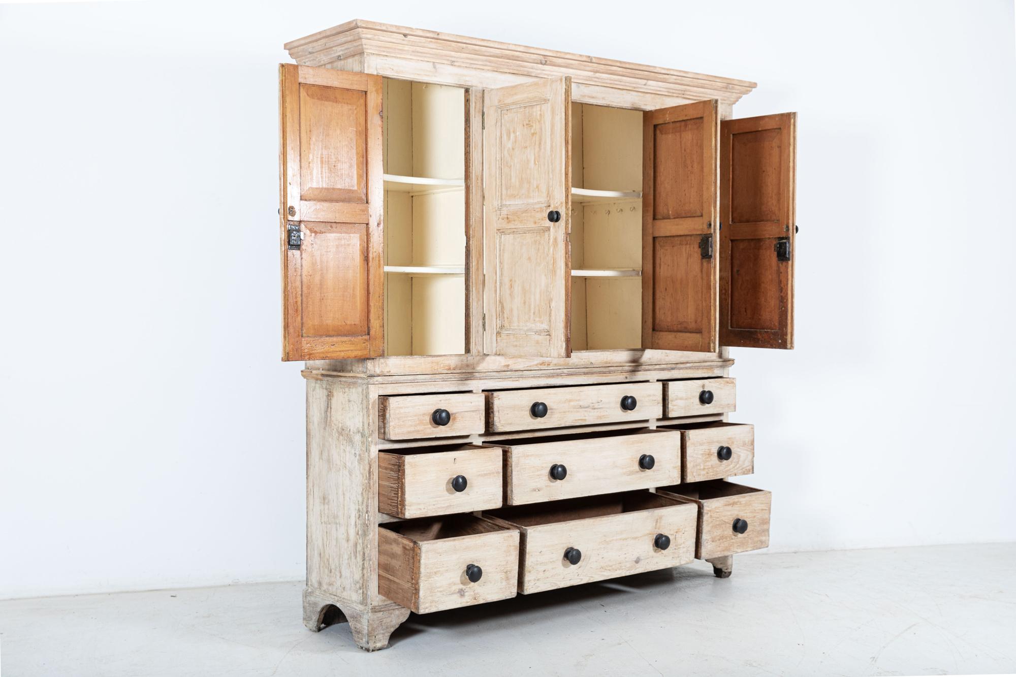 Large Georgian Bleached Pine Housekeepers Cupboard In Good Condition In Staffordshire, GB