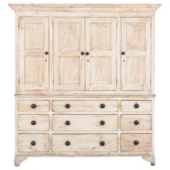 Antique Large Georgian Bleached Pine Housekeepers Cupboard